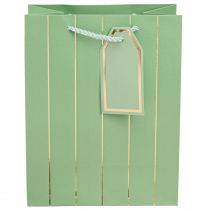 Artikel Cadeauzakje lichtgroen gouden strepen 18×10×23cm 1 st