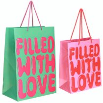 Artikel Cadeautas met handvatten &quot;Filled with Love&quot; H36/23cm set van 2