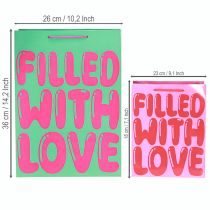 Artikel Cadeautas met handvatten "Filled with Love" H36/23cm set van 2