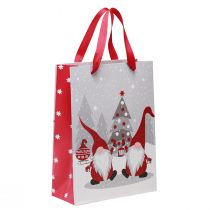 Artikel Cadeauzakje met handvatten kabouter rood grijs wit 24×18×8cm 4st