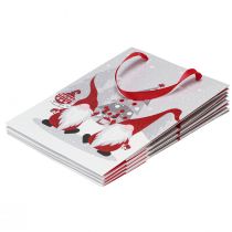 Artikel Cadeauzakje met handvatten kabouter rood grijs wit 24×18×8cm 4st