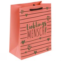 Artikel Cadeauzakje met hartjes "Favoriete persoon" papier 18×10×23cm 2 stuks