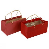 Cadeauzakjes rode papieren zakken met handvat 24×12×12cm 6st