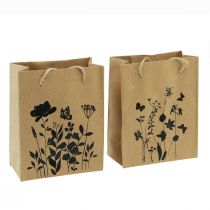 Artikel Cadeauzakjes met hengsels papier naturel zwart 12×15cm 6 st