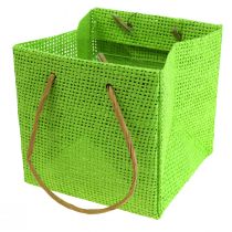 Artikel Cadeauzakjes geweven met hengsels groen, geel, paars 10,5cm 12 st