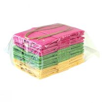 Artikel Cadeauzakjes met hengsels papier roze geel groen textiellook 10,5cm 12st
