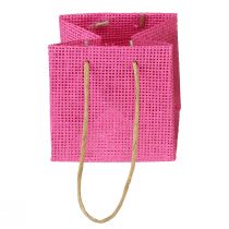 Artikel Cadeauzakjes met hengsels papier roze geel groen textiellook 10,5cm 12st