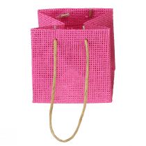 Cadeauzakjes met hengsels papier roze geel groen textiellook 10,5cm 12st