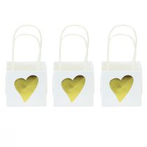 Artikel Cadeauzakjes met handvatten witgoud papier 8,5×8,5×8cm 12 st