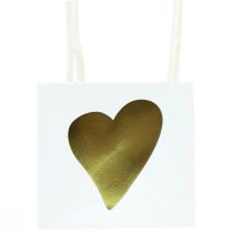 Artikel Cadeauzakjes met handvatten witgoud papier 8,5×8,5×8cm 12 st