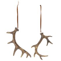 Artikel Rustieke decoratieve hangers in de vorm van geweien voor aan de muur of boom, 15 cm, 6 stuks