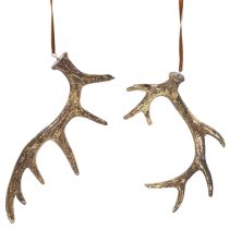 Artikel Rustieke decoratieve hangers in de vorm van geweien voor aan de muur of boom, 15 cm, 6 stuks