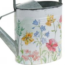 Decoratieve gieter metaal, metalen kan bloemen vintage L35cm H31cm