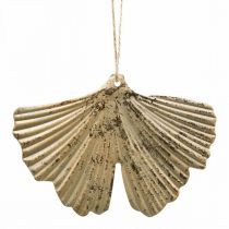 Ginkgo Blad Hanger Ginkgo Vintage Deco Metaal 15×11cm 4st