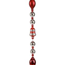 Slinger kerstglasdecoratie rood zilver raamdecoratie 200cm