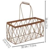Artikel Draadmand, metaal, roestlook, 28x13,5x14cm, 2 stuks