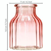 Artikel Glazen bloemenvaas retro roze getint Ø11cm H14.5cm 2 stuks