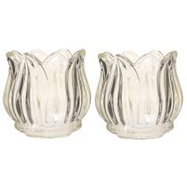 Artikel Glazen theelichthouder tulp theelicht glas helder Ø7cm H7cm 2st