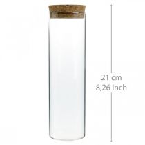 Glas met kurken deksel Glazen cilinder met heldere kurk Ø6cm H21cm