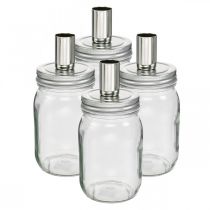 Artikel Decoratief glas met kaarshouder kaarsdecoratie Ø8cm H17.5cm 4 stuks