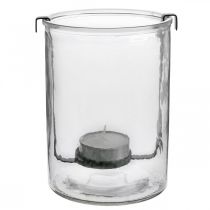 Artikel Lantaarn glas met waxinelichthouder zwart metaal Ø13.5×H20cm