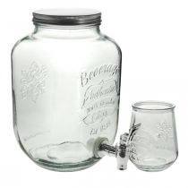 Artikel Drankdispenser glas met tapkraan set met 4 drinkglazen H25.5cm