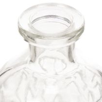 Artikel Glazen fles met diamantpatroon, decoratieve fles, vaas, klein, 13 cm, 6 stuks