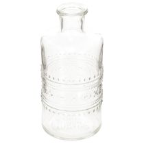 Artikel Glazen fles met patroon, cilindrisch, transparant, decoratieve vaas, 15 cm, 6 stuks