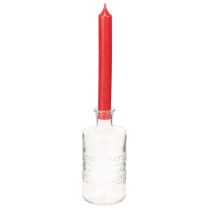 Artikel Glazen fles met patroon, cilindrisch, transparant, decoratieve vaas, 15 cm, 6 stuks