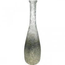 Tweekleurige glazen vaas, tafeldecoratie van echt glas helder, zilver H40cm