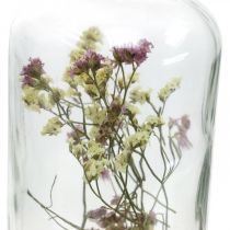 Artikel Glas met kandelaar, glasdecoratie met droogbloemen H16cm Ø8,5cm