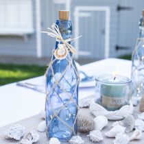 Artikel Glazen fles maritiem blauwe flessen met LED H28cm 2st
