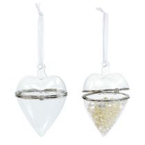 Artikel Glazen hart om te vullen hangende decoratie 7cm x 10cm helder 2 stuks