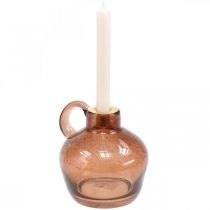 Artikel Kandelaar glasstaaf kaars bruin sierkan glas H15.5cm