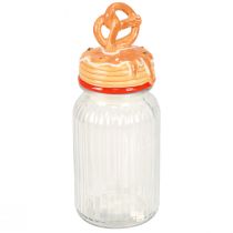 Artikel Bonboniere glazen koektrommel met deksel pretzel Ø11cm H28,5cm