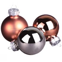Artikel Glazen bollen boom Kerst zilver abrikoos Ø4cm 24 st