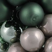 Artikel Glazen bollen op draad groen parelmoer grijs Ø25mm 140 stuks