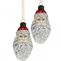 Decoratieve hanger Kerstman, adventdecoratie, kerstboomdecoratie echt glas, vintage look H12cm Øcm 2st