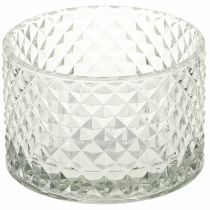 Artikel Glazen kom theelichthouder retro diamant helder Ø10,5cm 2 stuks