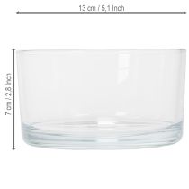 Artikel Doorzichtige glazen schaal, kleine schaal voor veelzijdige glazen decoraties, bloemen, vetplanten en kaarsen, 13 cm