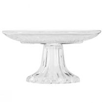 Artikel Glasplaat op voet Platte glazen schaal met helder patroon Ø15cm