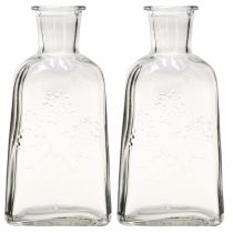 Artikel Glazen vaas flesvaas met motief vaas glas helder H19cm 2 stuks