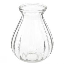 Artikel Glazen vaas bolvaas met groeven helder Ø11cm H14cm 2st