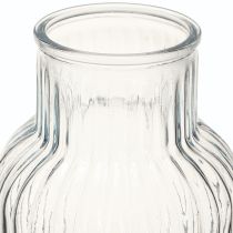Artikel Bloemenvaas met groeven glazen vaas in blauw Ø13,5cm H20cm