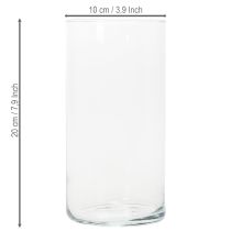 Artikel Hoge glazen vaas, eenvoudige glazen cilinder, te gebruiken als bloemenvaas of decoratief glas, 20 cm