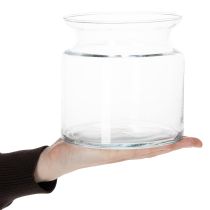 Artikel Transparante glazen vaas, decoratieve glazen vaas met rand, geschikt als kaarsenhouder of bloemenvaas, 15 cm