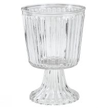 Artikel Glazen vaas met voet decoratieve gecanneleerde glazen beker Ø13cm H19cm