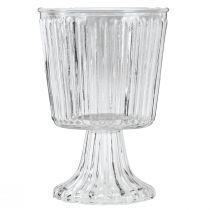 Artikel Glazen vaas met voet decoratieve gecanneleerde glazen beker Ø13cm H19cm