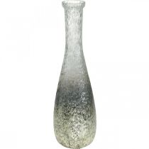 Bloemenvaas van glas, tafelvaas tweekleurig echt glas helder, zilver H30cm