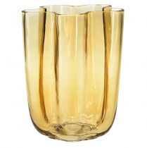 Artikel Glazen vaas bruine vaas glas lichtbruine bloem Ø15cm H20cm
